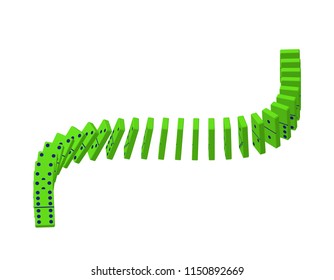 Falling dominoes. Isolated on white background. 3d Vector illustration. Isometric projection.