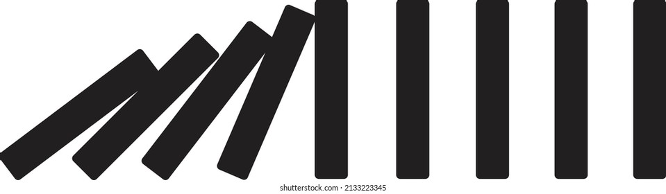 falling dominoes on white background. domino effect sign. flat style.