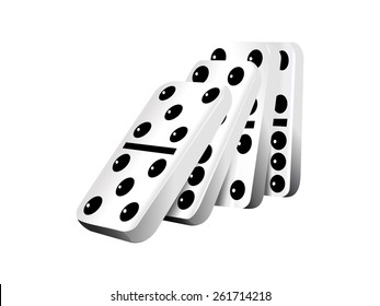 Falling dominoes, vector illustration, isolated white background