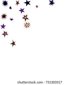 Falling Doodle Stars. Simple White Background with Falling Confetti. Cute Hand Drawn Scribble Stars for Greeting Card, Poster or Banner. Vector.