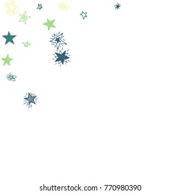 Falling Doodle Stars. Simple White Background with Falling Confetti. Cute Hand Drawn Scribble Stars for Greeting Card, Poster or Banner. Vector.