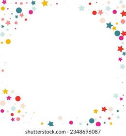 Falling Dot Celebrate Vector White Background. Effect Splash Wallpaper. Top Constellation Illustration. Rainbow Polka Festival Invitation.