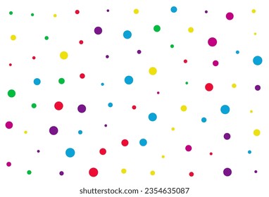 Falling Dot Decoration Vector White Background. Invitation Confetti Texture. Carnival Shine Invitation. Rainbow Circle Effect Pattern.