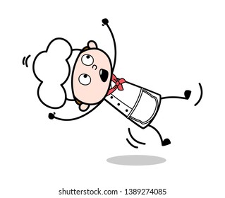 Falling Down - Cartoon Waiter Male Chef Vector Illustration﻿