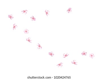 Falling Down Cherry Blossom, Realistic Vector Background. Japanese Sakura Tender Romantic Illustration. Wedding Decoration, Flying Pink Cherry Blossom, Love Magic Design. Showering Blooming Sakura.