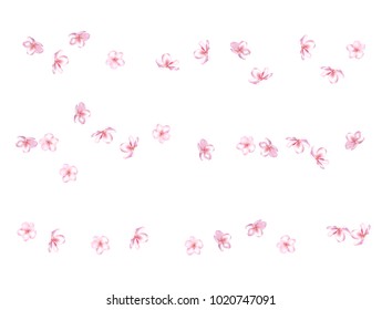 Falling Down Cherry Blossom, Realistic Vector Background. Beautiful Sakura Soft Romantic Illustration. Wedding Decoration, Falling Spring Cherry Blossom, Love Magic Design. Showering Isolated Flowers