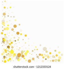 Falling Down Circles Confetti, Vector Snowfall Glitter Background. Party Celebration New Year, Christmas, Birthday Frame Decoration, Hipster Funky Texture. Swirl Isolated Sparkling Confetti Scatter