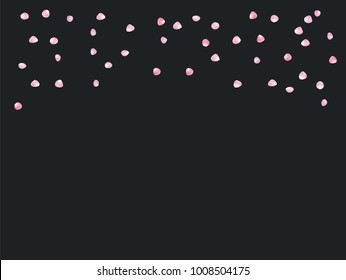 Falling Down, Flying Rose Petals Confetti. Cool Romantic Valentines Day or Wedding Background. Cherry or Sakura Blossom, Realistic Rose Petals Confetti. Love, Natural Cosmetics Concept Trendy Design.