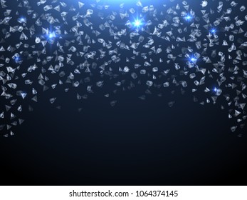 Falling down gems. Shiny diamonds expensive jewelry vector background. Expensive shiny, precious jewelry luxury banner illustration