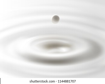 Falling down milk drop. Realistic vector illustration