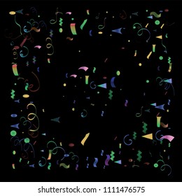 Falling Down Party Tinsel Vector Foil Confetti. Cool Foil Border Fireworks Explosion, Blast, Burst, New Year, Christmas, Birthday Celebration. Winter Holidays Background, Textured Tinsel Confetti.