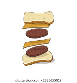 Falling down sandwich food vector design