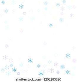 Falling down snow confetti, snowflake vector border. Winter holidays, Christmas, New Year party celebration. Cold ice frame, winter storm, sparkling trail.