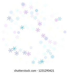 Falling down snow confetti, snowflake vector border. Festive winter, Christmas, New Year sale background. Cold weather, winter storm, sparkling texture. Hipster snowfall falling snowflakes confetti
