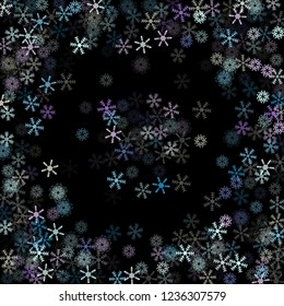 Falling down snow confetti, snowflake vector border. Christmas, New Year, Winter holidays party celebration. Cold ice frame, winter storm, sparkling trail. Hipster snowfall falling snowflakes confetti