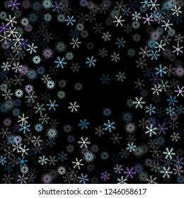 Falling down snow confetti, snowflake vector border. Christmas, New Year, Winter holidays party celebration. Cold ice frame, winter storm, sparkling trail. Vintage snowfall falling snowflakes confetti