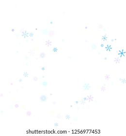 Falling down snow confetti, snowflake vector border. Winter holidays, Christmas, New Year party decoration. Cold ice frame, winter storm, sparkling trail. Vintage snowfall falling snowflakes confetti
