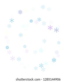 Falling down snow confetti, snowflake vector border. Festive winter, Christmas, New Year sale background. Ice ad frame, winter storm, sparkling trail. Hipster snowfall falling snowflakes confetti