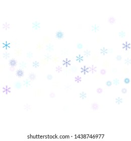 Falling down snow confetti, snowflake vector border. Winter holidays, Christmas, New Year party decoration. Cold ice frame, winter storm, sparkling trail. Funky snowfall falling snowflakes confetti