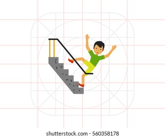 Falling Down Stairs Flat Icon