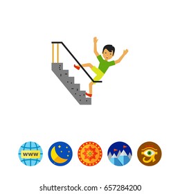 Falling Down Stairs Flat Icon