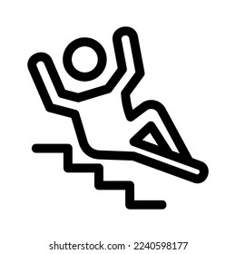 Herabfallen von Treppen Symbol oder Logo einzeln auf Zeichen Vektorgrafik - hochwertige Vektorsymbole in schwarzem Stil
