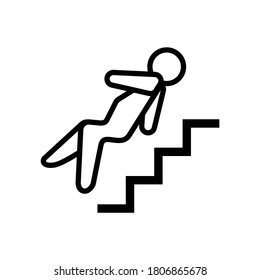 Falling down the stairs outline icon. Man falls from ladder outline icon. Life insurance outline icon.