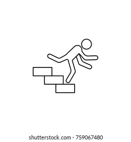 Falling down the stairs outline line icon. Insurance outline icon on white background.