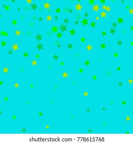 falling down yellow green stars. Blue