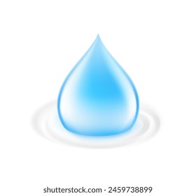 Falling drop of liquid. Easy to use for design laundry and sanitary products.  Vector illustration isolated on white background. Can be use for your design, advertising, promo and etc. EPS10.