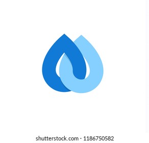 Falling drops icon. Clean water logo template. Round rainy weather logotype. Simple ombre gradient flat style sign. Blue abstract symbol. Isolated vector illustration on white background.