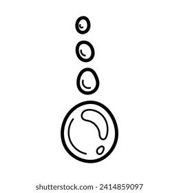 Falling drops of liquid sketch. Hand drawn line art illustration.