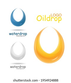 Falling drops set isolated on white background. Vector liquid, oil or water logotype. Droplet stylized symbol template. Used for ecology and healthy, cleaning firm, plumbing or sanitary company