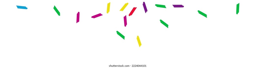 Falling Dust Carnival Vector White Panoramic Background. Festive Shavings Card. Independence Confetti Banner. Happy Paint Top Design.
