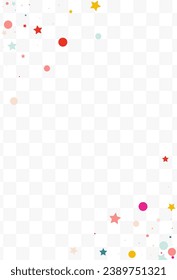 Falling Dust Celebrate Vector Transparent Background. Christmas Confetti Design. Fun Constellation Pattern. Rainbow Circle and Star Decoration Postcard.