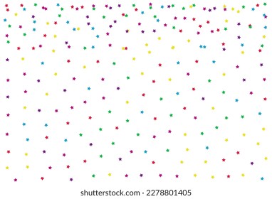 Falling Dust Celebration Vector White Background. Carnival Rain Illustration. Carnaval Starfall Backdrop. Happy Splash Christmas Wallpaper.