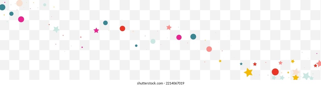 Falling Dust Christmas Vector Transparent Panoramic Background. Festival Splash Background. Carnival Dot Pattern. Color Confetti Independence Backdrop.