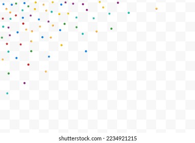 Falling Dust Decoration Vector Transparent Background. Christmas Stars Design. Carnaval Round Card. Color Starfall Celebration Texture.