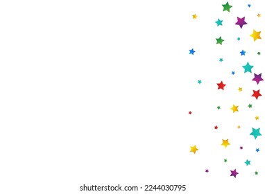 Falling Dust Effect Vector White Background. Top Splash Pattern. Festival Constellation Texture. Color Confetti Flying Backdrop.