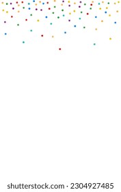 Falling Dust Effect Vector White Background. Carnival Circle and Star Design. Abstract Rain Card. Color Shine Celebration Illustration.