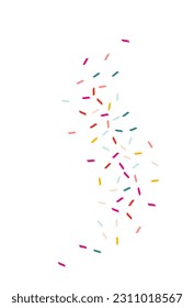 Falling Dust Effect Vector White Background. Fun Shavings Card. Celebrate Confetti Banner. Color Paint Top Backdrop.