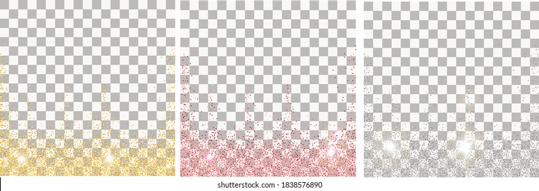 Falling dust isolated on transparent background. For social media posts, mobile apps, banners design and web/internet. Glitter style. Vector set.