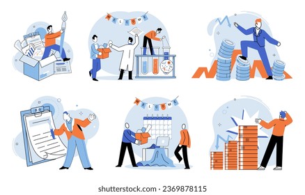 Falling economy. Vector illustration. The falling economy metaphor illustrates challenges and difficulties associated with economic decline A fall in economy poses problems for businesses