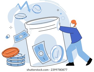 Falling economy. Vector illustration. Reduction in consumer spending further contributes to economic downturn The falling economy metaphor highlights interconnectedness various sectors affected