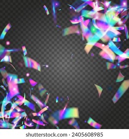 Caer En Efecto. Crystal Foil. Parkles arcoiris. Textura irlandesa. Glare láser morado. Banner de Arte de Lujo. Disco. Plantilla de Carnaval Retro. Efecto de caída rosa