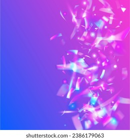 Falling Effect. Glitch Sparkles. Luxury Foil. Holographic Texture. Pink Disco Tinsel. Party Colorful Decoration. Festive Art. Retro Banner. Purple Falling Effect