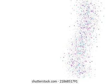 Falling Effect. Pink Disco Confetti. Rainbow Texture. Laser Design. Holiday Art. Kaleidoscope Background. Flying Foil. Retro Carnaval Wallpaper. Purple Falling Effect