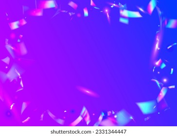 Falling Effect. Shiny Flyer. Holographic Glare. Blur Colorful Template. Light Confetti. Blue Party Tinsel. Modern Art. Festive Foil. Pink Falling Effect