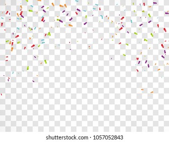 Falling Festive Colorful bright Confetti isolated on Transparent background. Vector illustration