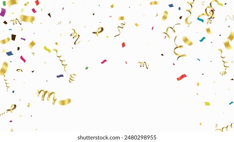 Falling Festive Colorful bright Confetti isolated on Transparent background. Vector illustration